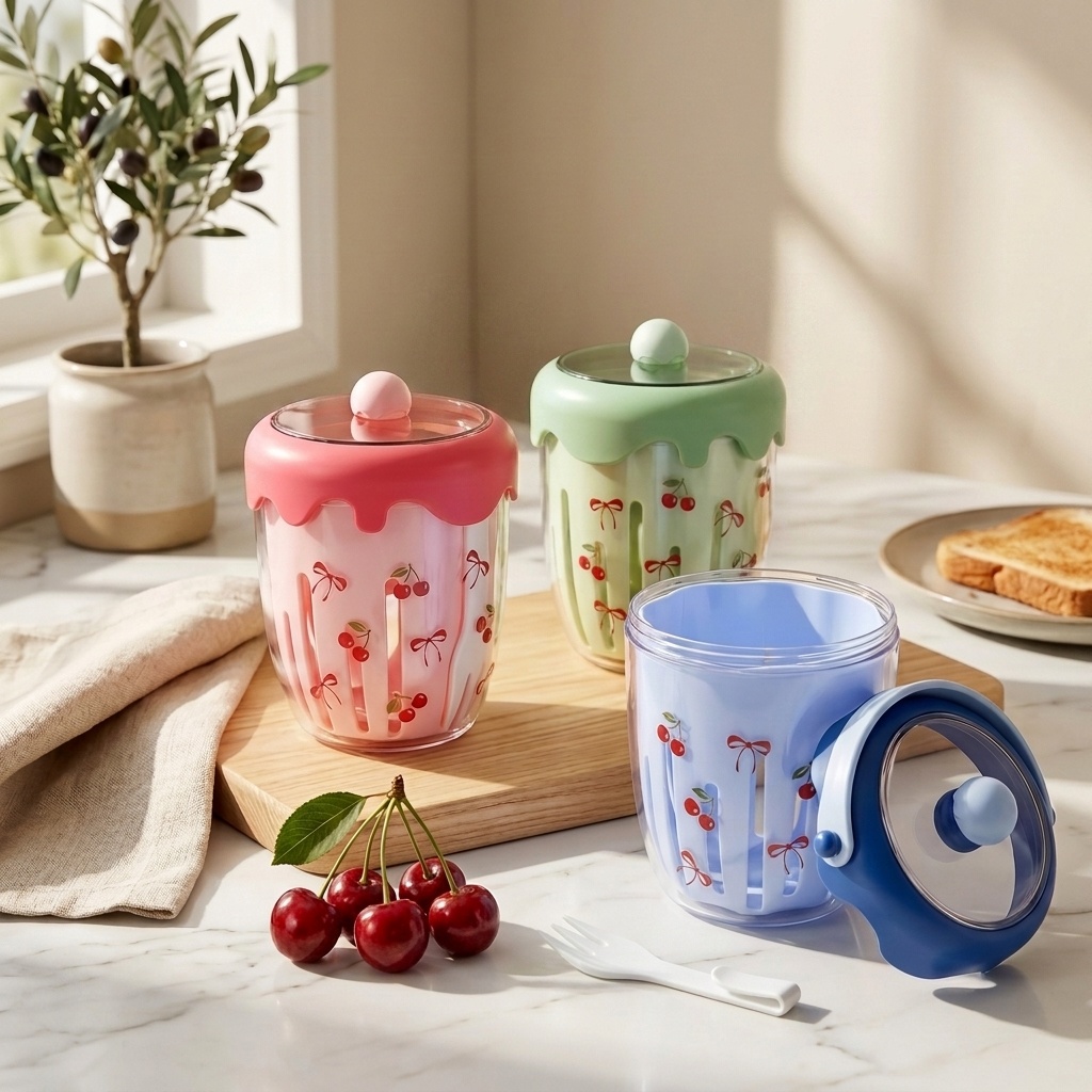 Baby Food Yogurt - Portable Plastic Salad Oat Container with