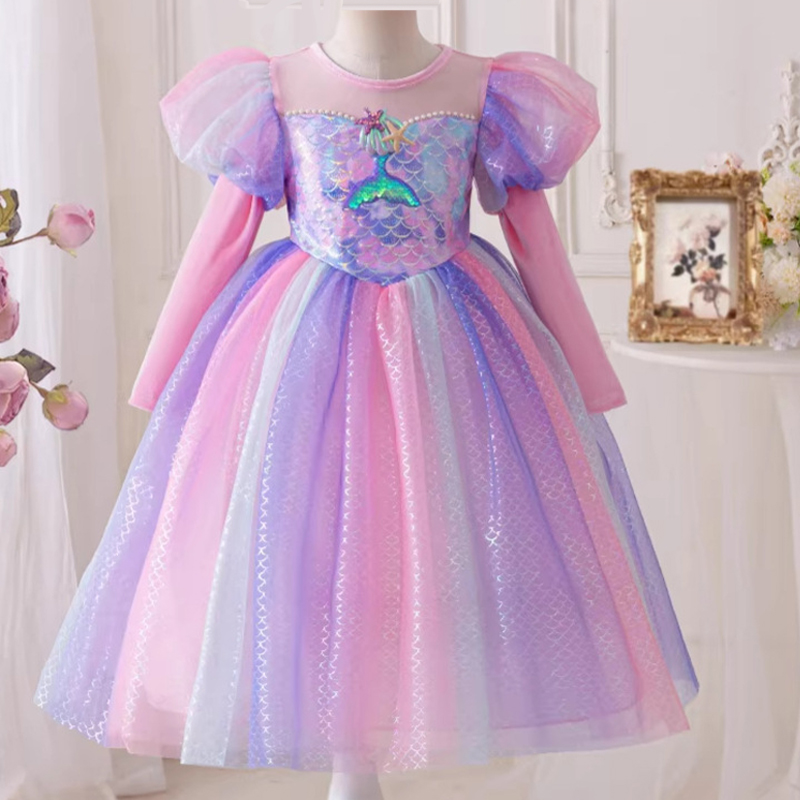 Bib Long Sleeve - Pink Mermaid Dress 2026 New Baby