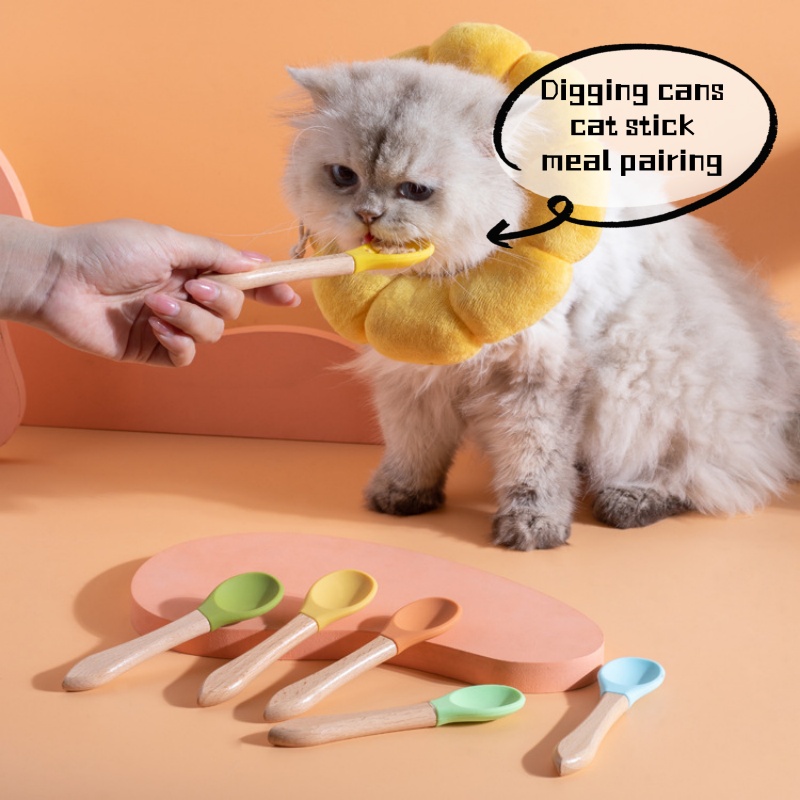 Baby Food Kitten - Pet Cat Canned Food Spoon, Wooden