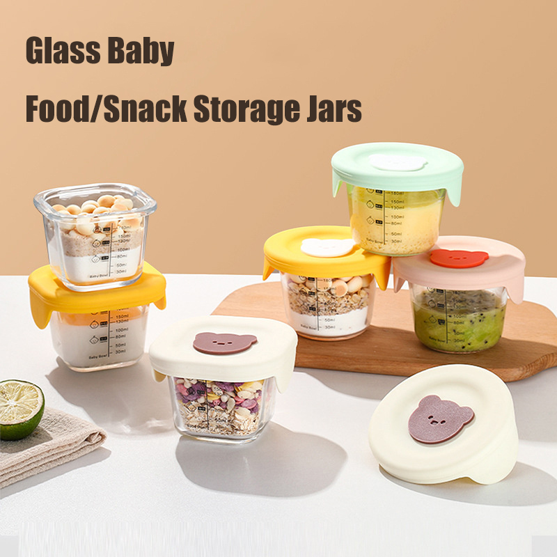 Baby Food Jars With Lids - 180ml Glass Baby Food Storage Jars