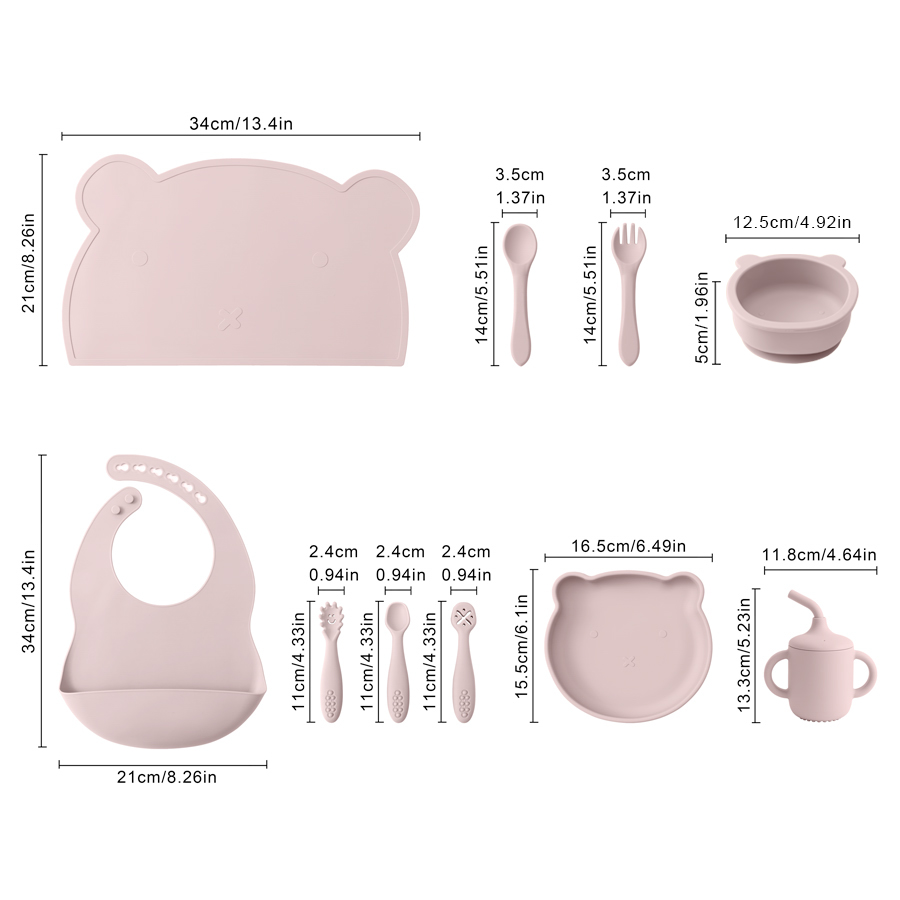 8PCS Silicone Baby Feeding Set - Baby Food Table 评论和价格