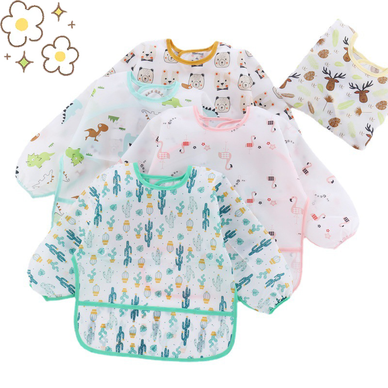 Baby Silicone Cartoon Bib 0-6  - Bib Long Sleeve 评论和价格