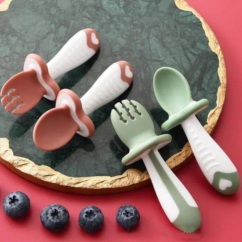 Baby Spoon Fork Silicone Child - Baby Food Lunch 评论和价格
