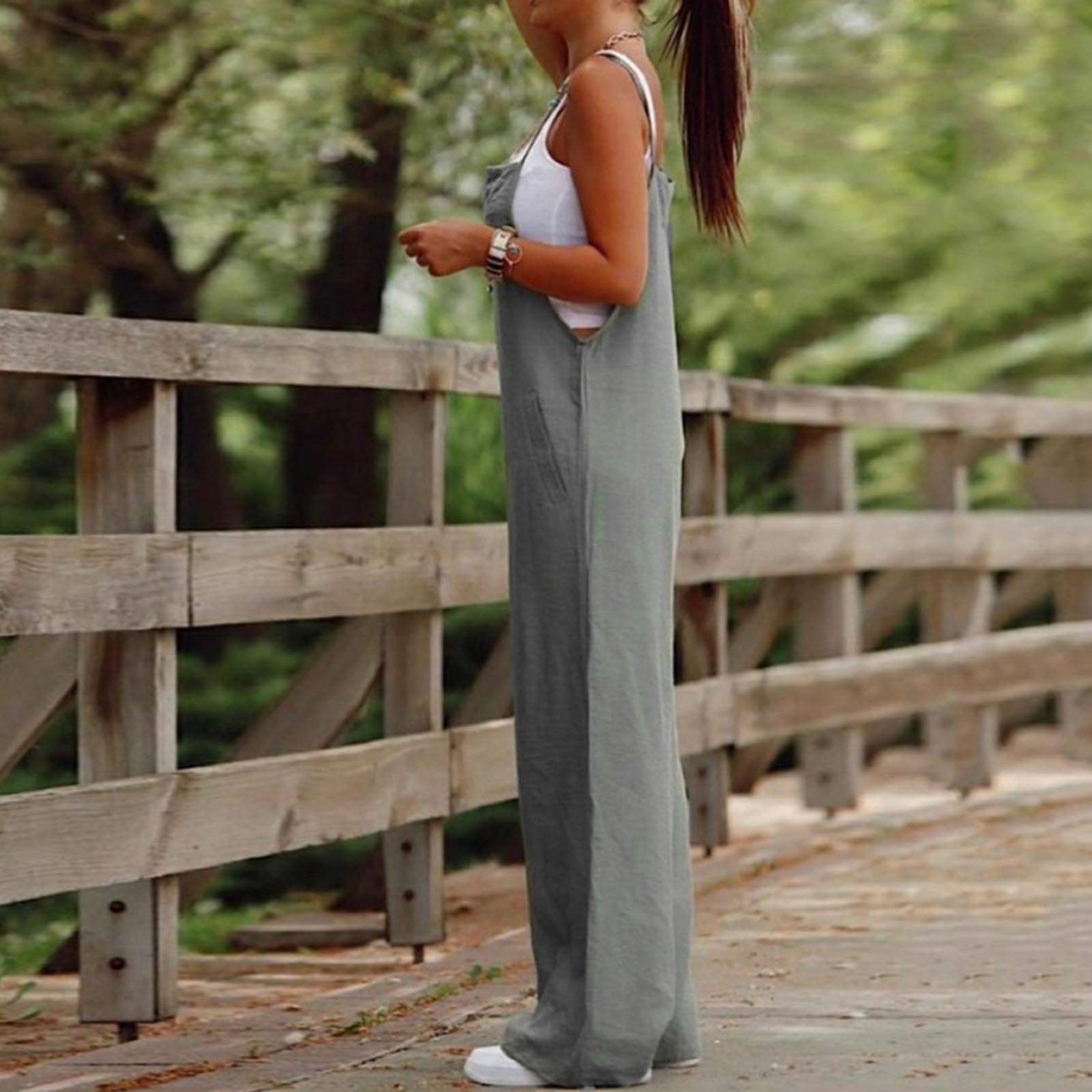 Casual Loose Jumpsuit Women Sp - Bib Long Sleeve 评论和价格