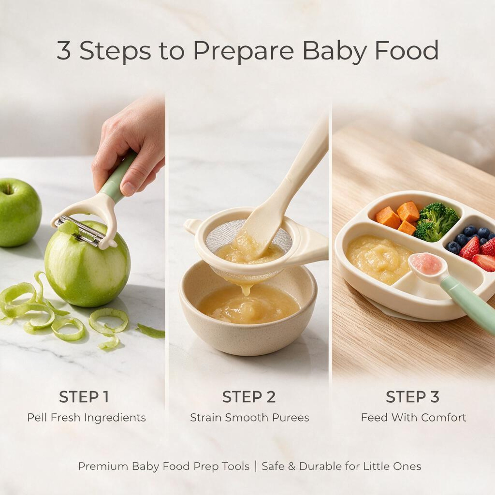 3PCS Baby Food Preparation Kit - Baby Food Strainer 评论和价格