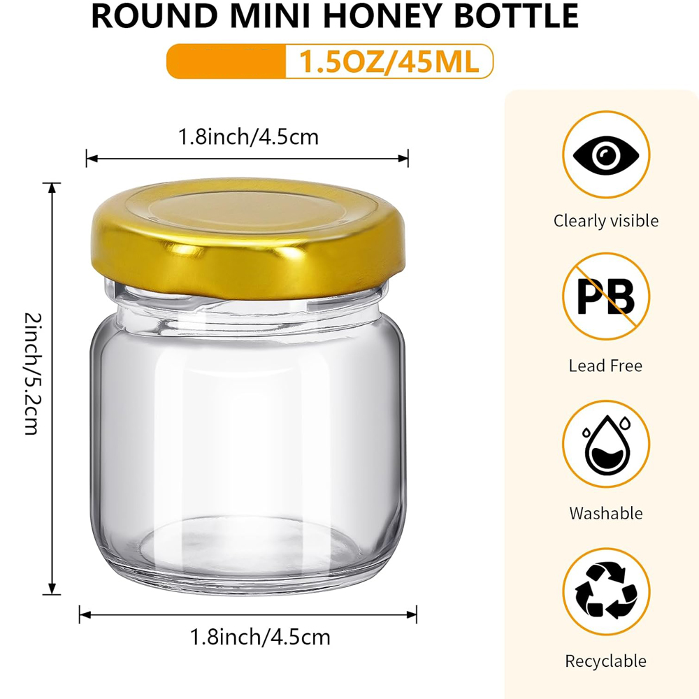 1.5 oz Round Mini Clear Honey  - Baby Food Jars With Lids 评论和价格