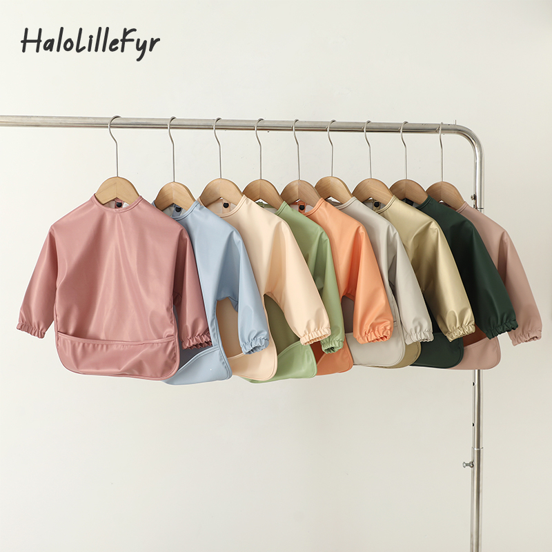 Baby Bibs Burp Cloth Solid Col - Bib Long Sleeve 评论和价格