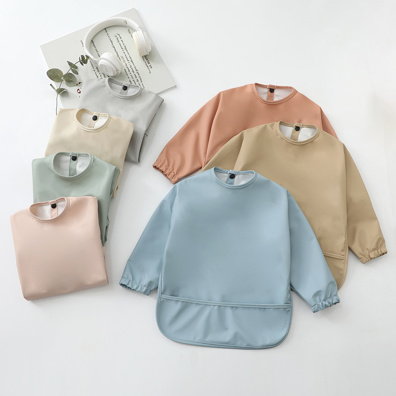 Baby Bibs Burp Cloth Solid Col - Bib Long Sleeve 评论和价格